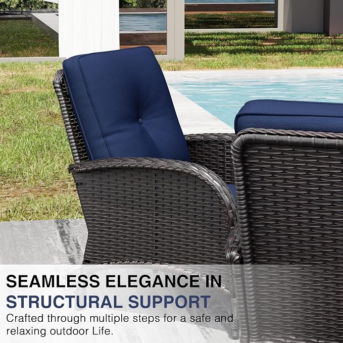 Joyside Wicker Patio Chairs, 4 Piece Rattan Outdoor Furniture with Thickened Cushions, High Back, Deep Seating, Wide Armrest, Outdoor Chairs for Porch, Deck