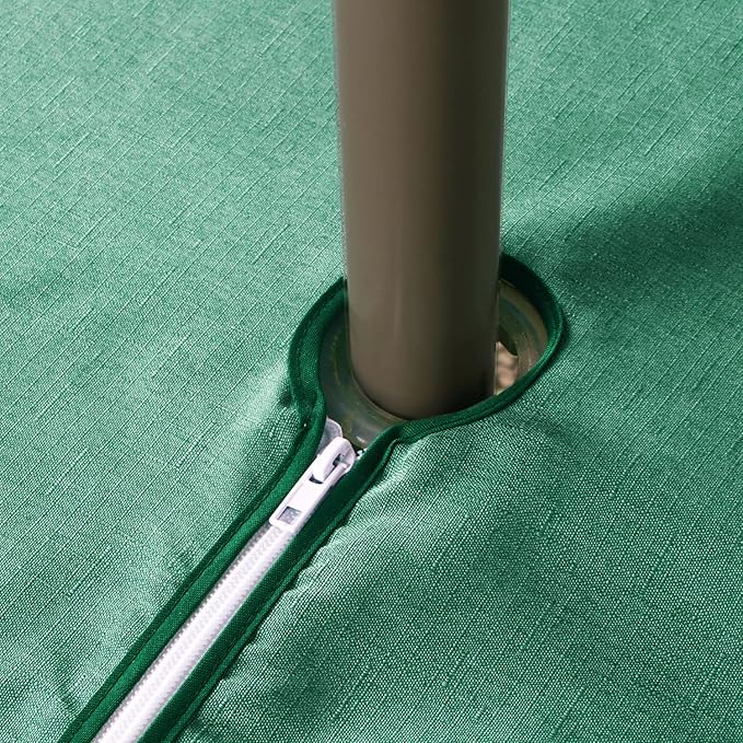 Outdoor Tablecloth Wrinkle-Free Stain Resistant Waterproof Polyester Fabric Table Cover with Zipper Umbrella Hole for Picnic/Party/Dinner/Patio Garden(60inch Round,Zippered,Green)