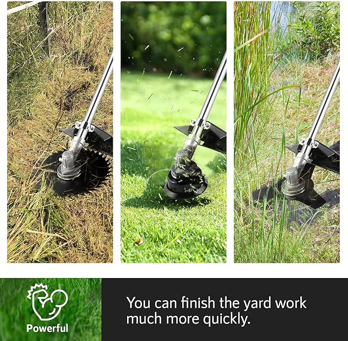 Gas Weed Eater 58CC Gas String Trimmer Powered 18.5" Cutting Path 4 in 1 Gas Weed Wacker with 4 Detachable Heads Straight Shaft 2-Cycle Brush Cutter for Weed, Brush