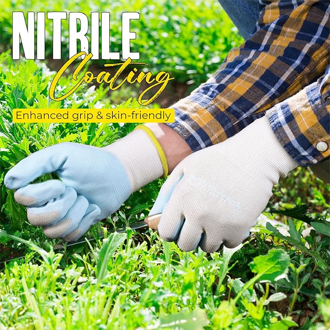HANDLANDY 2/3/6 Pairs Womens Gardening Gloves, Garden Gloves for Women | Breathable Latex Free Nitrile Coated Ladies Yard Working Gloves, for Gardening, Landscaping, Weeding, Pruning, Gardener Gift