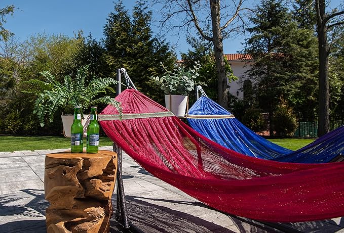 Best Home Fashion Portable Hammock with Collapsible Steel Stand, 600 lbs Capacity, No Tools Assembly, Carrying Bag Included, Perfect for Indoor Outdoor Backyard Patio Camping Beach, 2 Person, Navy