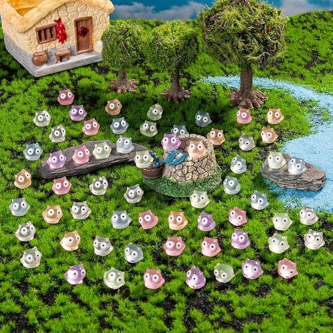 72 Pcs Mini Resin Owl Figurine Bulk Mini Owl Figurine Cake Decorations Cute Miniature Resin Sculpture Ornament Micro Landscape Office Garden Desk Party Tabletop Decor