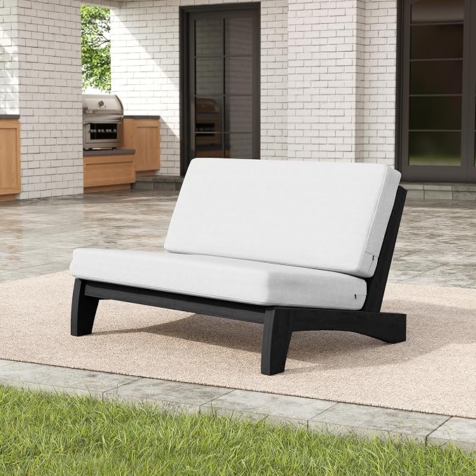 Pia Ricoo 4 Piece Patio Furniture Sets, Outdoor Furniture with 2 Chairs & Coffee Table, Patio Conversation Set for Backyard, Deck, Lawn, Beige, Dark Wood