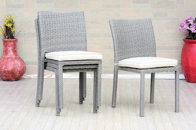 Amazonia Jefferson 11-Piece Patio Extendable Dining Table Set | Light Grey Wicker Chairs with Cushion | Ideal for Outdoors and Indoors