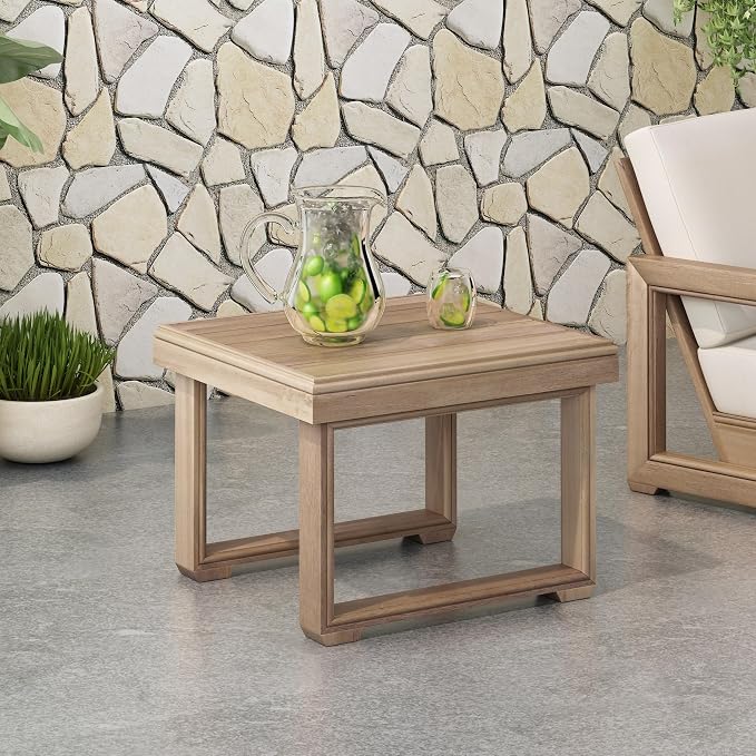 Christopher Knight Home 3-Piece Patio Swivel Chair Set with Side Table, Acacia Wood Outdoor Swivel Rocking Chairs with Cushions, Deep Seating Patio Chair & End Table for Porch Deck Garden, Brown+Beige
