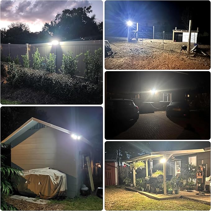 intelamp Solar Flood Lights Outdoor Waterproof, 6000mAh 1200LM Solar Powered Dual Motion Sensor LED Lighting Dusk to Dawn Security Floodlight Exterior with Remote for Outside Garden House Yard Porch