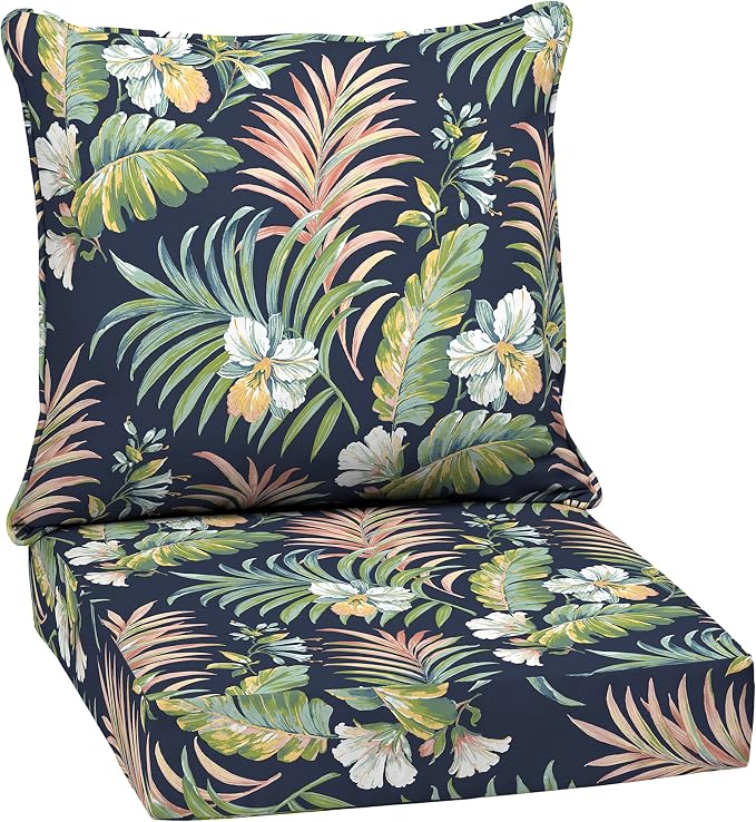 Arden Outdoor Deep Seat Cushion Set, 24x24, Blue Tropical