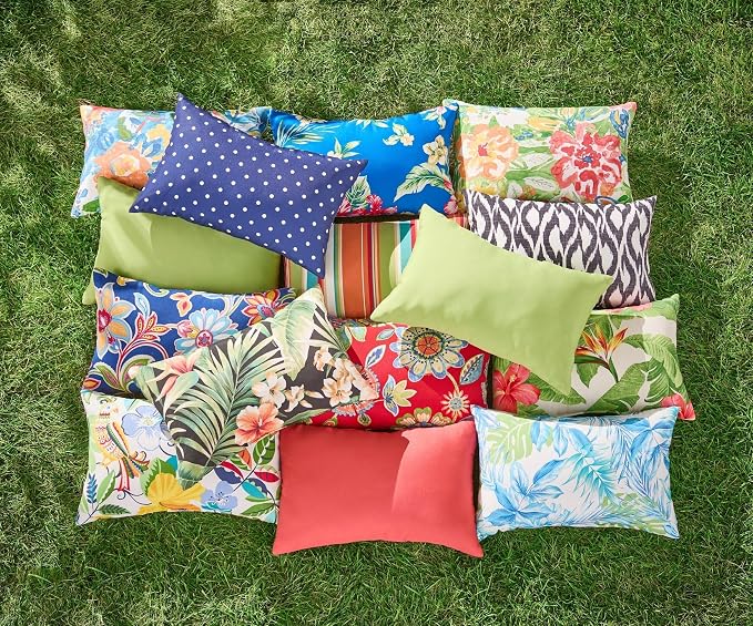 BrylaneHome Bh Outdoor Performance 20" X 13" Lumbar Pillow - Cobalt Tropicana