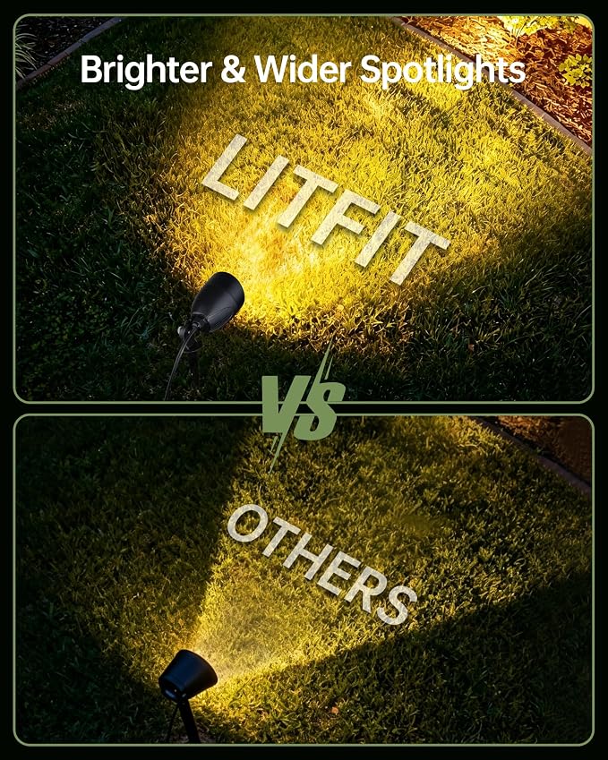 LITFIT Low Voltage Landscape Spotlights,12v Waterproof Outdoor Light,2Pack | Wired Flag Light with Connectors,5.5W 500LM Warm White 2700K LED Landscape Spotlights,Accent Lighting for Yard Tree Garden