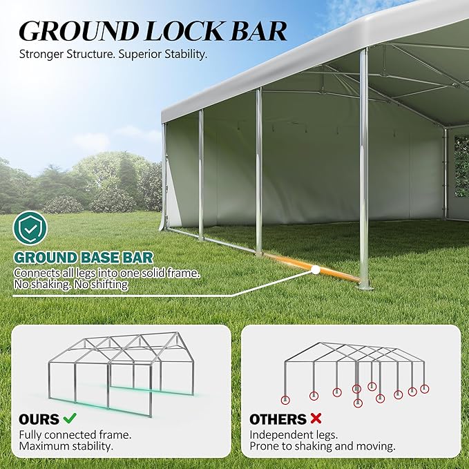 GARTOO 20' x 20' Heavy Duty Party Tent - Outdoor Wedding Gazebo Event Shelter Canopy with 2 Storage Bags & 4 Sand Bags for Outdoor Event, Wedding, Birthday Party