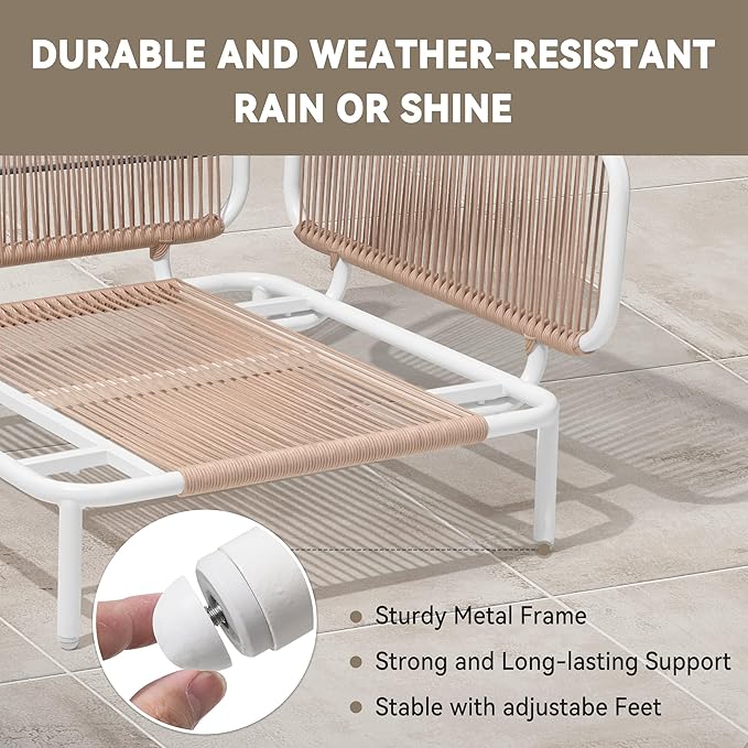 Crestlive Products Outdoor Patio Furniture Set, 6 Seater Modular Oversized Patio Conversation Set with Cushions, Modern Metal Sectional Outdoor Couch for Backyard, Deck, Porch, or Poolside, Beige