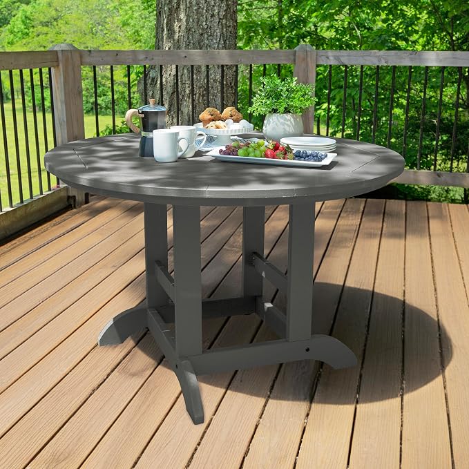 Highwood Weatherly 5-Piece Round Dining Set, Dining Height, Coastal Teak