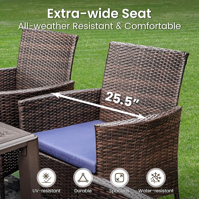 PHI VILLA 9 Pieces Square Outdoor Dining Set for 8, 57” Metal Iron Dining Table & Rattan Wicker Chairs with Cushions, Large Dining Furniture Set for Patio, Deck, Yard, Porch