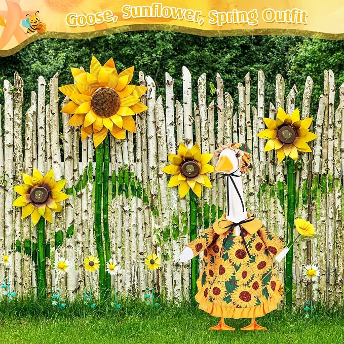 FuWeave Summer Sunflower Goose Outfit Lawn Porch Goose Clothes Costume 23" Geese Outdoor Patio Yard Lawn Art Decoration