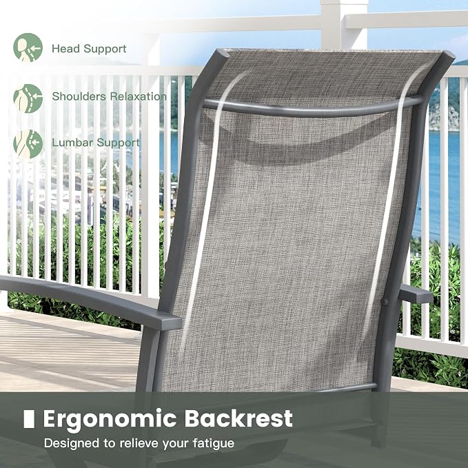 7 Pieces Outdoor Dining Set, 63" Rectangular Patio Table and Chairs Set with 2 Swivel Chairs & 4 Stationary Chairs for Deck Lawn Backyard, Grey & Dark Grey