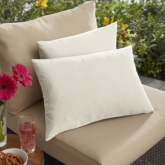 Sorra Home Sunbrella Solid Pillow Set, 12 in x 24 in, Canvas Cloud