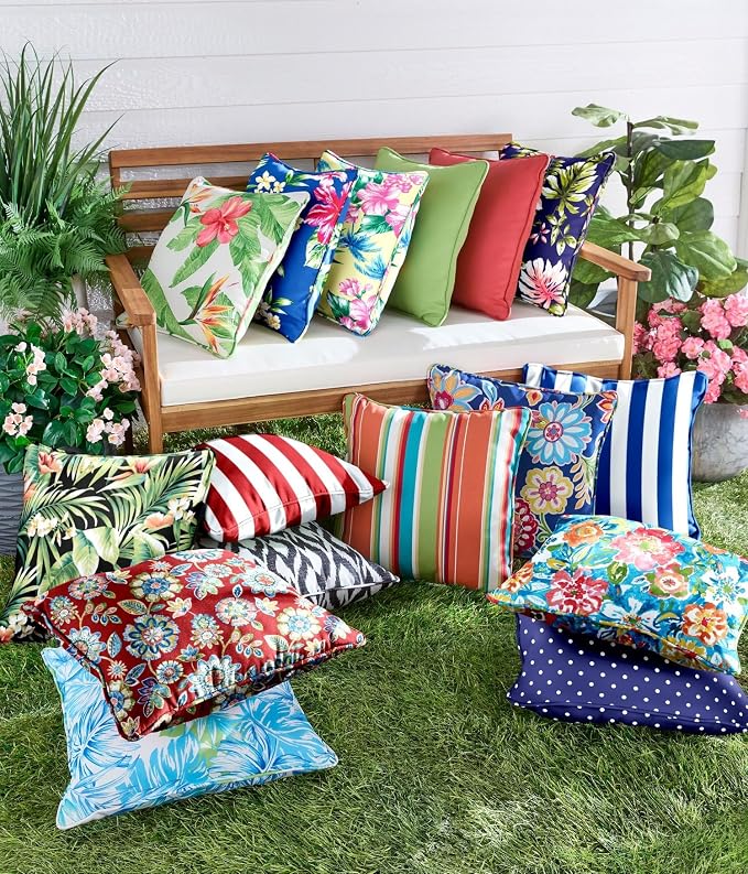 BrylaneHome Bh Outdoor Performance 20" Square Throw Pillow - Banana Island