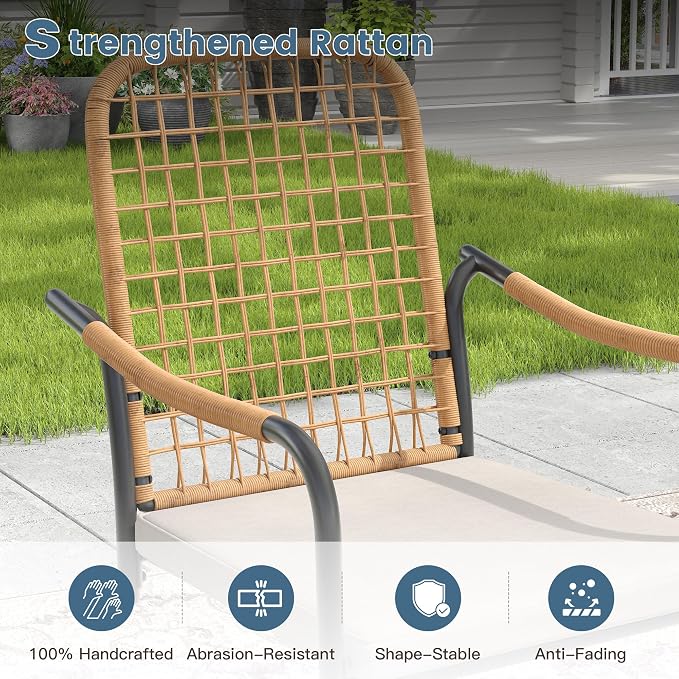 DIFY 7 Pieces Outdoor Dining Set for 6, 50" Round Dining Table with Umbrella Hole & Wicker Swivel Patio Chairs with Cushions, Metal Patio Table and Chairs Set for Backyard Porch Garden, Black