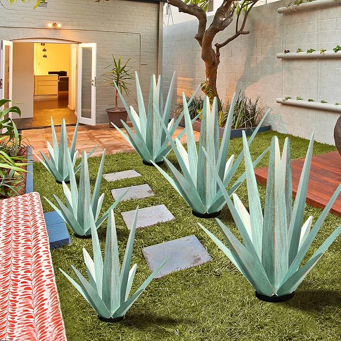 KODIBO 24" Metal Agave Plant Outdoor Decor, Large Yard Statue, Mint Green | Outdoor-Resistant Metal, Hand-Painted Finish, Tequila Rustic Sculpture, Garden Patio Lawn Ornament for Desert Landscaping