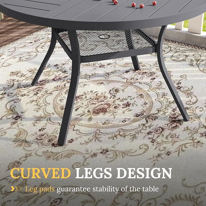 VICLLAX Patio Dining Set for 4, 5 Pieces All Weather Outdoor Dining Set - 40.6" Round Outdoor Table and 4 Patio Swivel Chairs for Lawn Garden, Grey Tabletop and Grey Fabric
