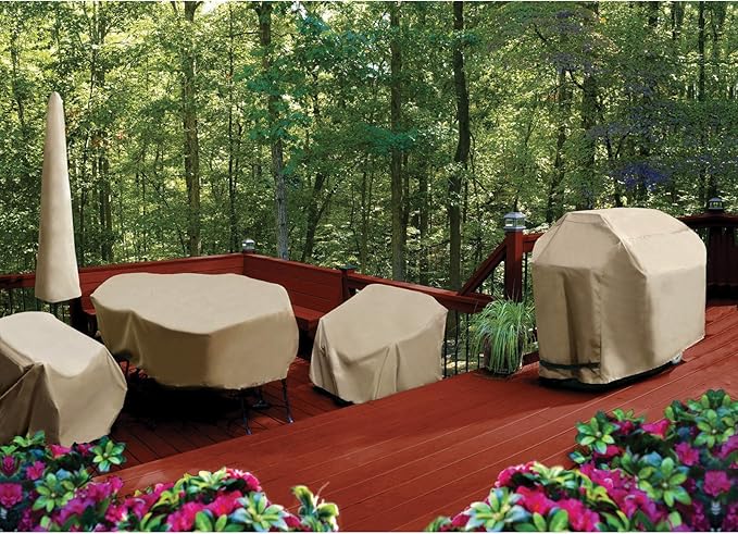 2D-PF74005 Bistro Set Cover with Level 4 UV Protection, 74-Inch x 44-Inch, Large, Khaki (Pack of 3)