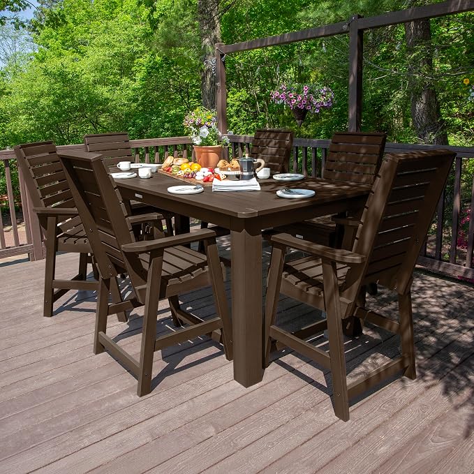 Highwood AD-ST7WL2CO5BA-ACE Weatherly 7pc Rectangular Counter Height Dining Set 84" x 42", Weathered Acorn
