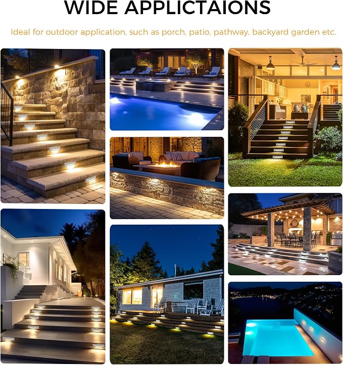 CLOUDY BAY [6 Pack] Low Voltage 12-24V LED Step Lights Outdoor,2.5W Landscape Cutoff Stair Riser Light,Outside Accent Lighting Fixtures,Wet Location,White
