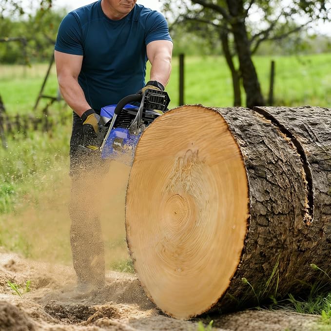 Garvee 52CC Gas Chainsaw, 20 Inch Gas Powered Chain Saw with 2-Stroke Engine, 3-Second Quick Start, Quick Start and Anti-Vibration System for Heavy-Duty Logging, Firewood and Woodworking