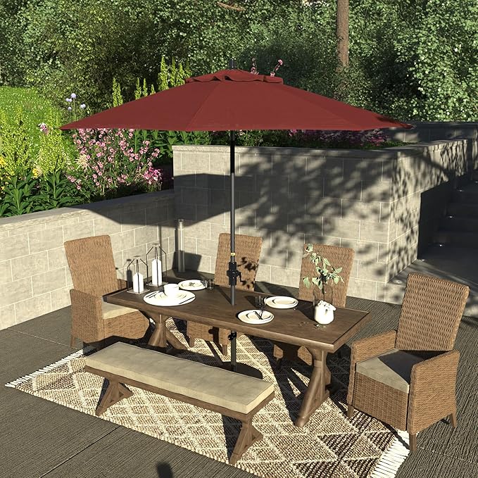 California Umbrella 9' Rd. Crank Lift, Collar Tilt, Aluminum Pole, Fiberglass Rib Patio Umbrella, Hammertone Grey Finish