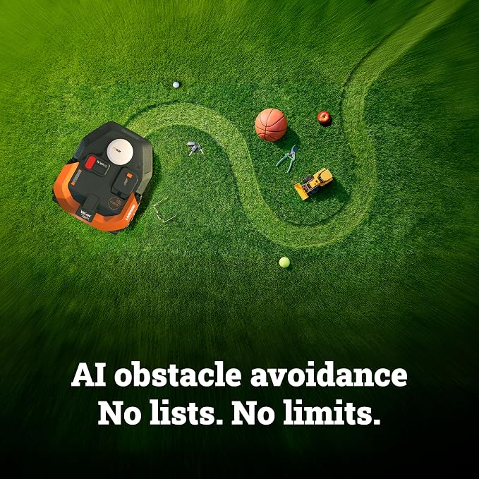 WORX Landroid Vision Cloud Robot Lawn Mower for 1/2 Acre, WR320 + Weatherproof Mower Storage Garage for Vision Cloud, WA0828 + Universal Lawn Mower Cutting Blades for Vision Cloud, WA0719