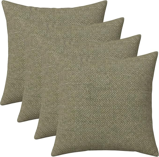 RSH DECOR: Sunbrella Square Throw Pillows Set of 4 | 20" x 20" | Water and Fade-Resistant Performance Fabric | Outdoor Pillow Covers with Down-Alternative Inserts | Made in USA (Spirit Fern)