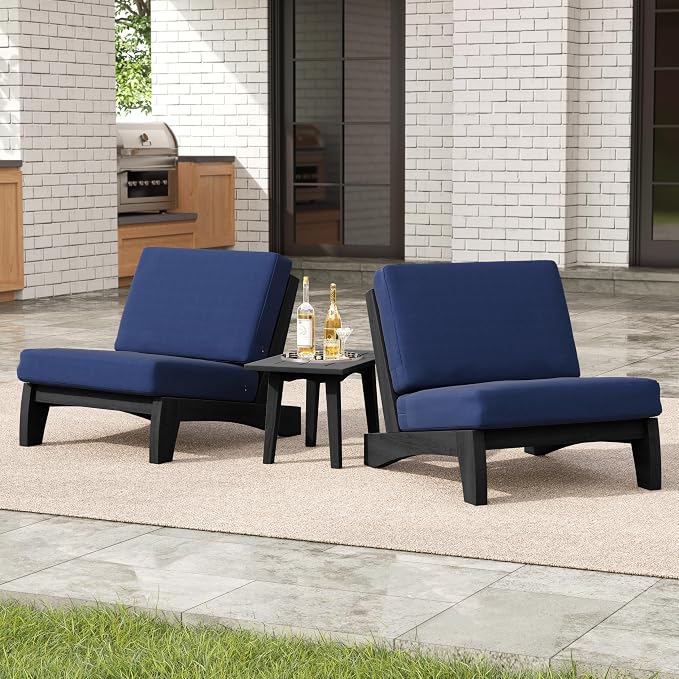 3 Pieces Patio Furniture Sets, All-Weather Outdoor Wood Bistro Set Patio Conversation Side Table Chiars for Balcony, Backyard