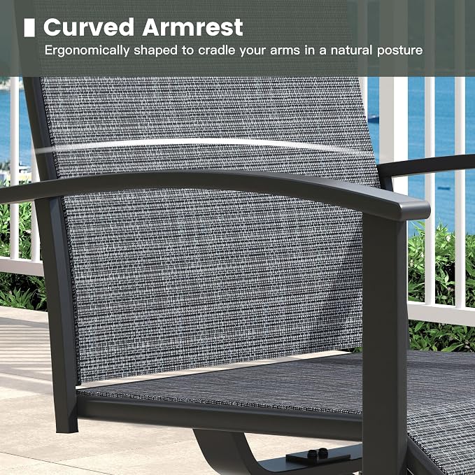 5 Pieces Round Patio Dining Set, Outdoor Furniture of 40.6" Round Patio Table and Patio Swivel Chairs for Backyard Lawn Garden, Black Table and Black Chairs