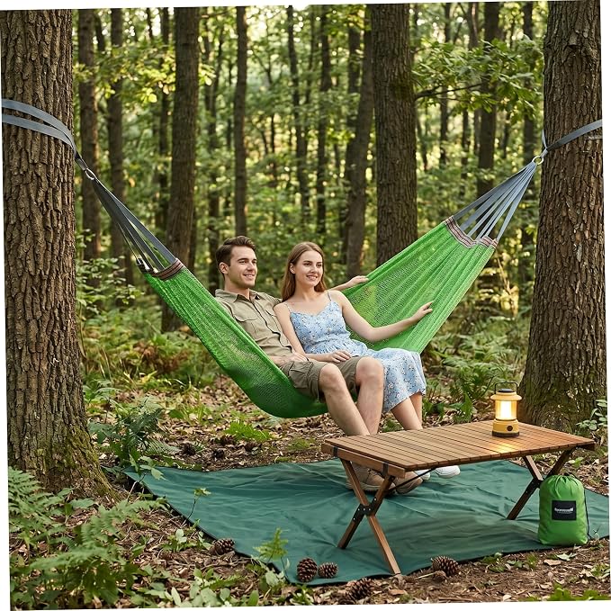Camping Hammock Lightweight Portable, Anti-roll Breathable Mesh Outdoor Hammock with Tree Straps & Carry Bag, Green (102.36x51.18in)