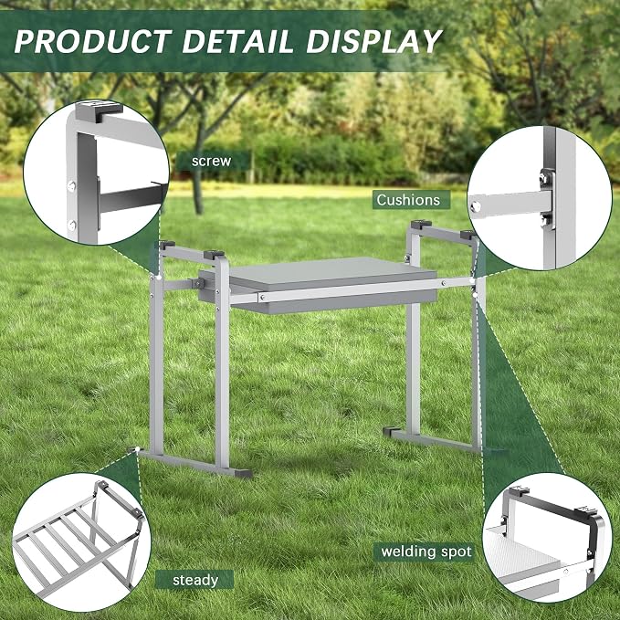 Garden Kneeler and Seat, 10.2" Stable and Save Anti-Tipping with Handle | Multifunctional Gardening Stool for Seniors Kneeler Bench, Gardening Gifts for Women, Seniors Grandparents, Gray