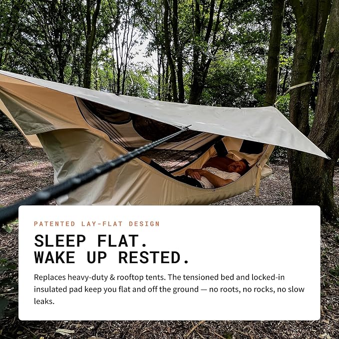 Haven Tents Lay Flat Hammock Tent - Waterproof Camping Hammock with Mosquito Net, Insulated Pad and Rainfly - Haven Tent, Haven XL, Haven Safari