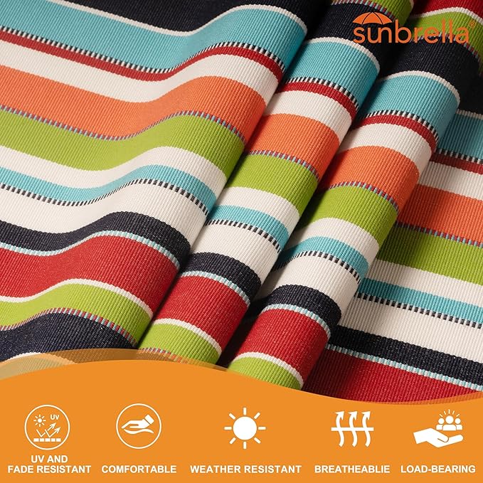 Lazy Daze Hammocks 12 FT Sunbrella Fabric Quilted Hammock Double Sunbrella Quilted Hammock with Spreader Bars & Pillow, All Weather and Fade Resistant for Outdoor, 450 lbs Capacity, Carousel Confetti
