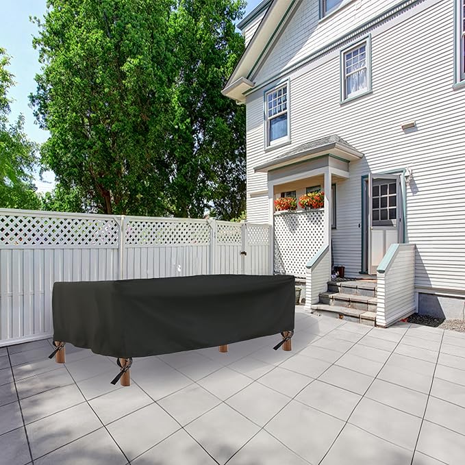 Patio Furniture Cover,Waterproof for Outdoor Dining Table and Chair Cover, Furniture Sofa Set Covers, patio table cover, 126"W x 83"D x 27.5"H Black