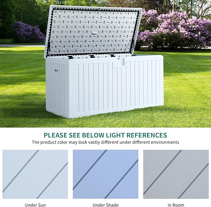 YITAHOME XL 180 Gallon Large Deck Box,Outdoor Storage for Patio Furniture Cushions,Garden Tools,Waterproof,Lockable (White)