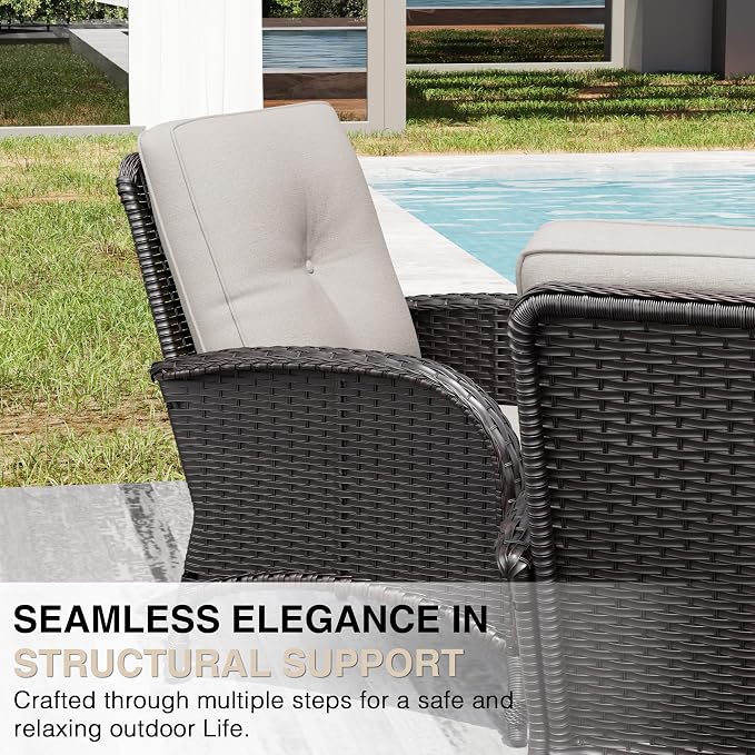 Joyside Wicker Patio Chairs, 4 Piece Rattan Outdoor Furniture with Thickened Cushions, High Back, Deep Seating, Wide Armrest, Outdoor Chairs for Porch, Deck