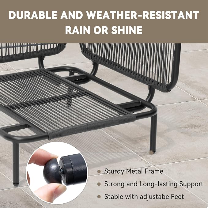 Crestlive Products Outdoor Patio Furniture Set, 4 Seater Modular Oversized Patio Conversation Set with Cushions, Modern Metal Sectional Outdoor Couch for Backyard, Deck, Porch, or Poolside, Dark Grey