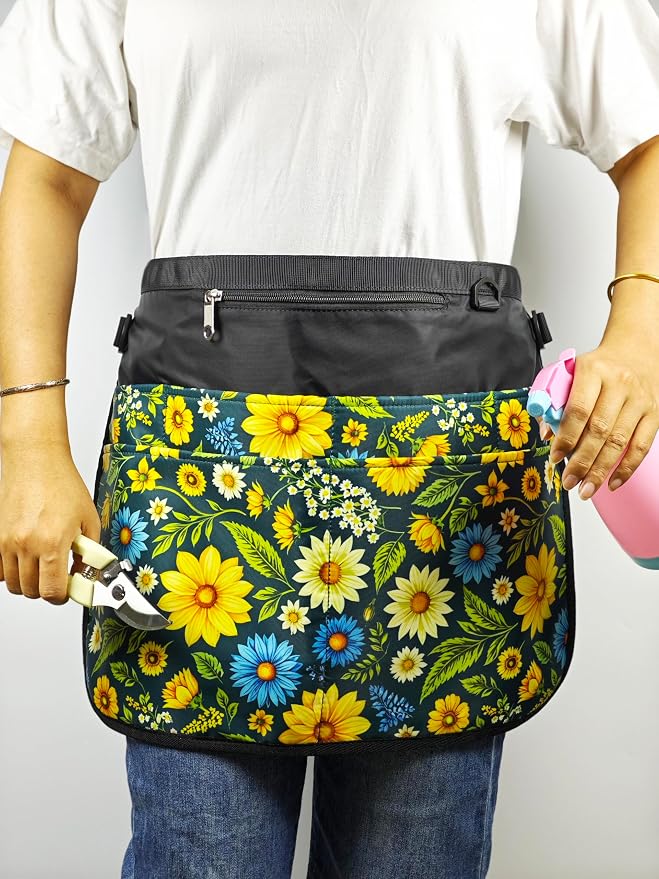 Bafelia Garden Apron for Women with 7 Pocket,Half Florist Apron Harvesting Apron