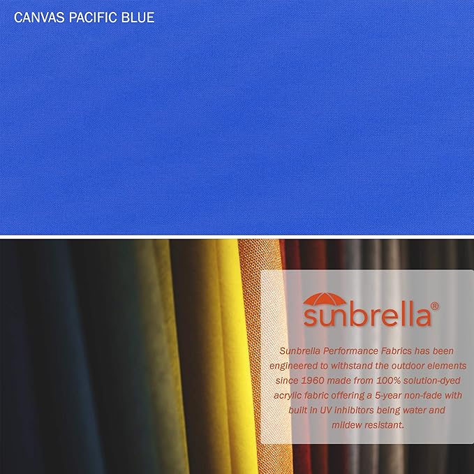 California Umbrella 7.5' Round Aluminum Market Umbrella, Crank Lift, Push Button Tilt, Bronze Pole, Sunbrella Pacific Blue
