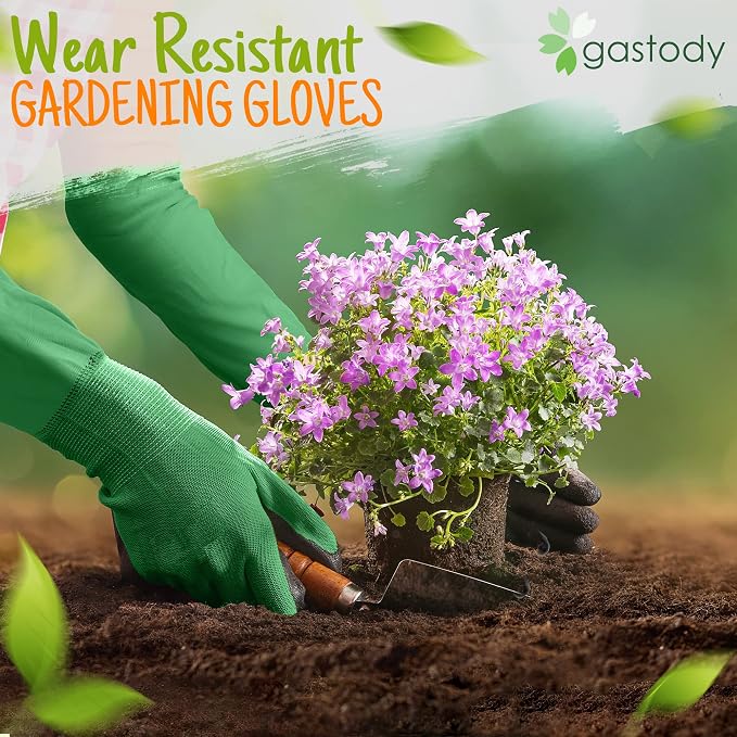 Long Sleeve Gardening Gloves for Women & Men, Long Cuff Garden Gloves | Multipurpose heavy-duty design for outdoor & indoor use; extended cuff shields forearms from thorns, scratches & dirt