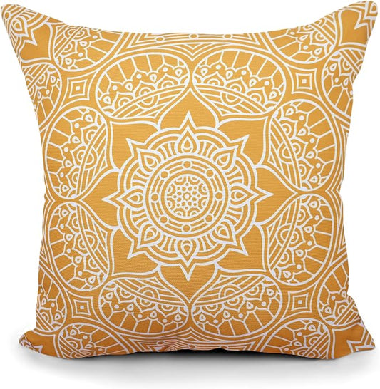 COZY TRENDS Decorative Indoor Outdoor Waterproof Throw Pillows with Inserts - Stylish Comfort for Your Patio Furniture, Garden Chairs, or Indoor Décor 18x18 Inches | Set of 2 (Mustard)