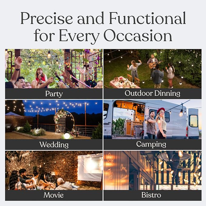 Brightech Ambience Pro 105Ft LED String Lights - 2W Commercial Grade Patio Lighting Outdoor Waterproof - Heavy Duty Dimmable Vintage Edison Porch Lights for Outside, Backyard - 34 Bulbs, Soft White