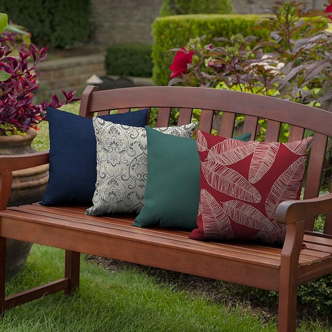Arden Outdoor Toss Pillow, 2-Pack, 16x16, Red Leaf Palm | Indoor/Outdoor Décor, Rain-Proof, Fade Resistant, Mold and Mildew Resistant