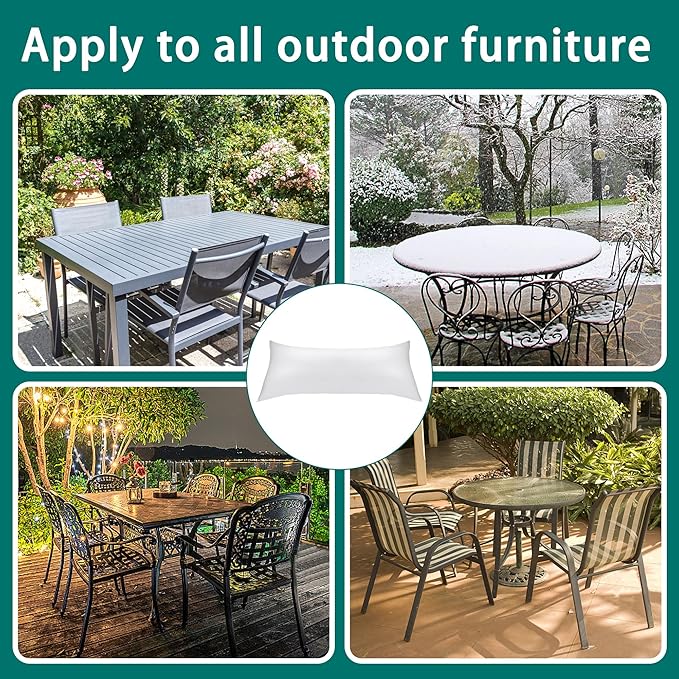 Adnee 87 x 37 Inch Patio Furniture Cover Airbag-Rectangle PP Patio Table Cover Air Pillow-Inflatable Outdoor Furniture Cover Support Prevents Leaves,Water and Snow Pooling