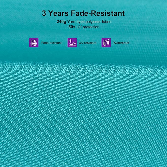 PURPLE LEAF 8' X 8' Cantilever Patio Umbrella with Base Included Antique Bronze Square Umbrella with 360° Rotation and Aluminum Offset Hanging Outdoor Umbrella for Pool Garden Backyard Deck, Turquoise