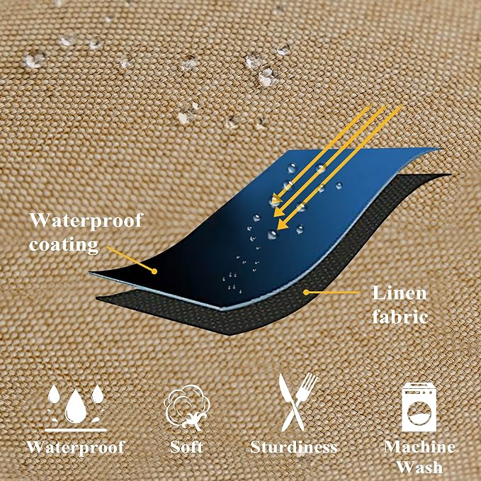 Home Brilliant Patio Pillows Outdoor Waterproof Set of 4 Throw Pillow Covers, 16x16 inch, 40x40 cm, Pack of 4, Linen